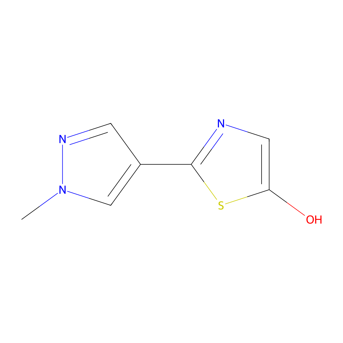 2-(1-methyl-1H-pyrazol-4-yl)-1,3-thiazol-5-ol molecular structure, CAS 2155855-91-5