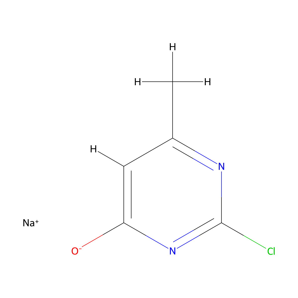 Sodium 2-chloro-6-methylpyrimidin-4-olate molecular structure, CAS 2155855-99-3