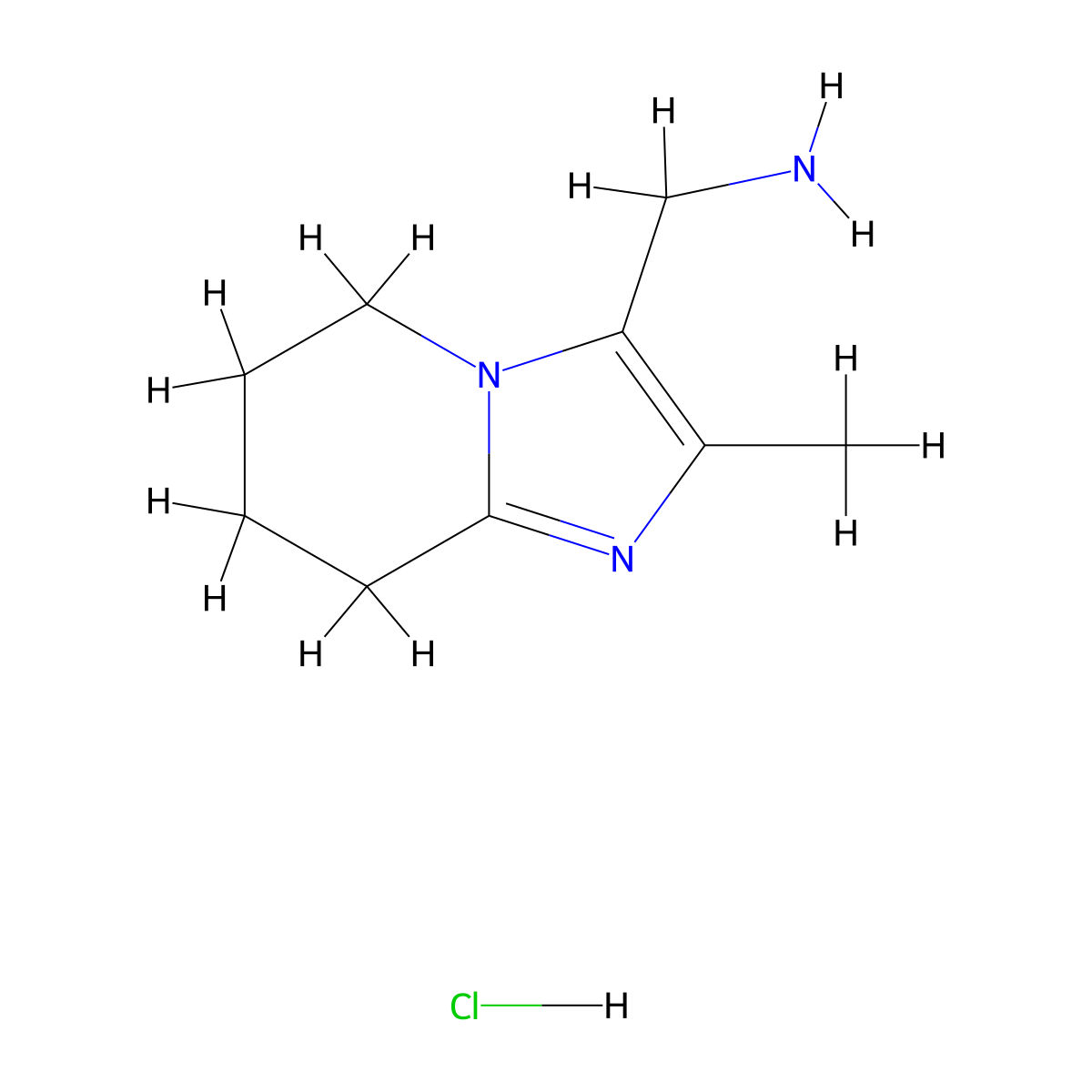 (2-Methyl-5,6,7,8-tetrahydroimidazo[1,2-a]pyridin-3-yl)methanamine hydrochloride molecular structure, CAS 2155856-00-9