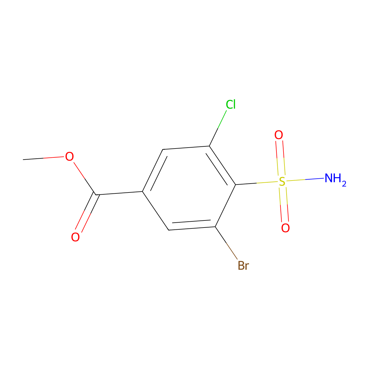 Methyl 3-bromo-5-chloro-4-sulfamoylbenzoate molecular structure, CAS 2155856-04-3