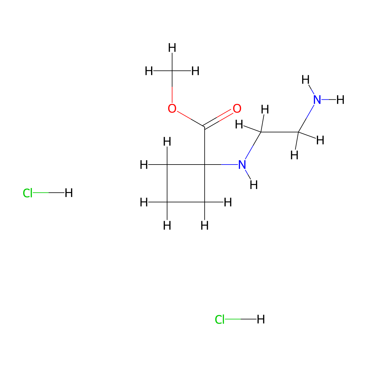 Methyl 1-[(2-aminoethyl)amino]cyclobutane-1-carboxylate dihydrochloride molecular structure, CAS 2155856-08-7