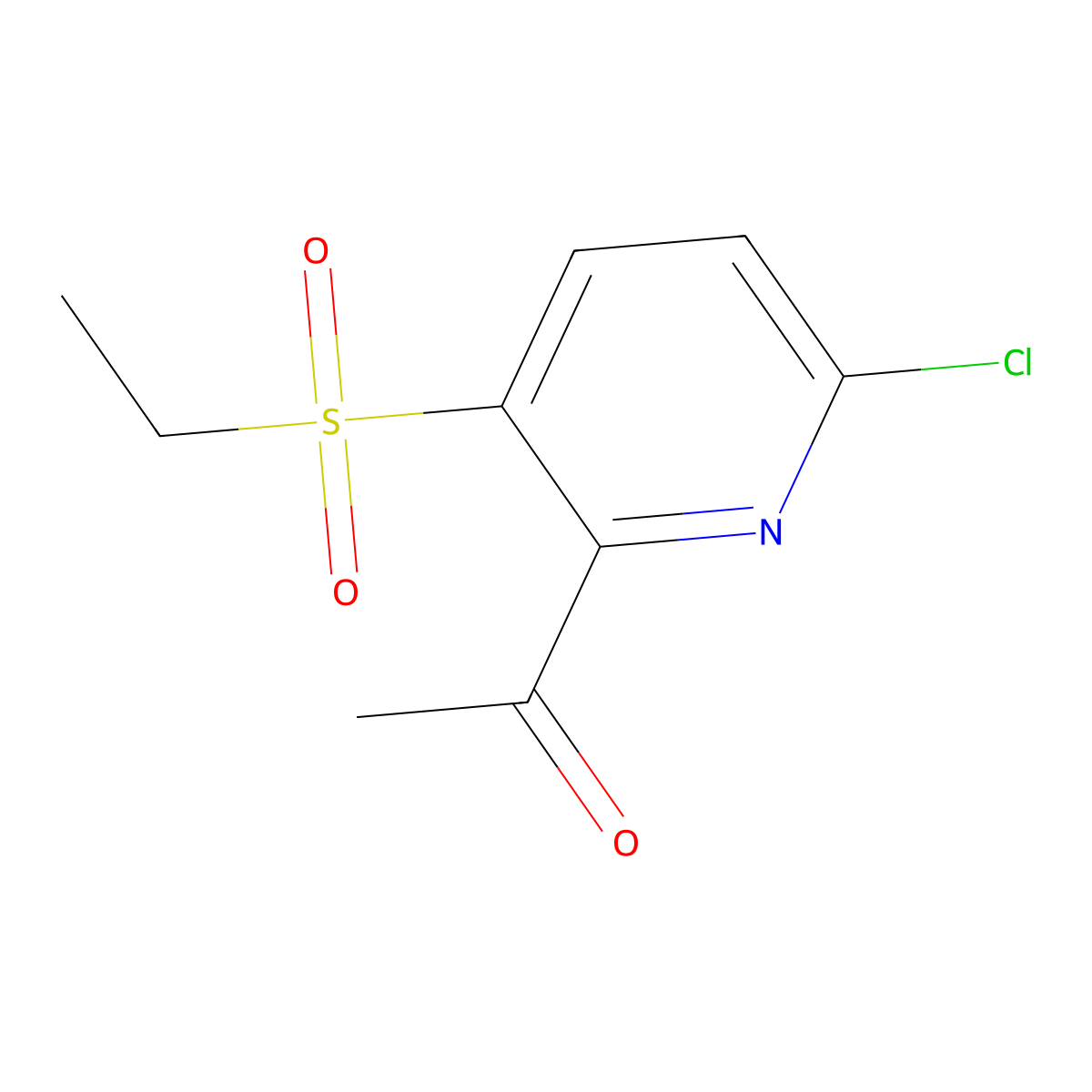 1-[6-Chloro-3-(ethanesulfonyl)pyridin-2-yl]ethan-1-one molecular structure, CAS 2155856-14-5
