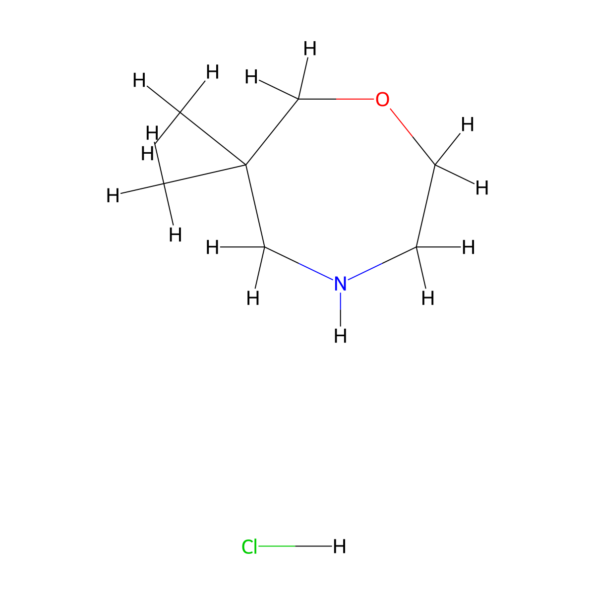 6,6-Dimethyl-1,4-oxazepane hydrochloride molecular structure, CAS 2155856-25-8