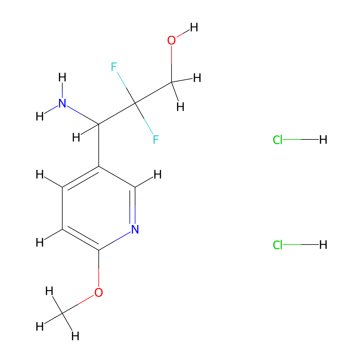 3-Amino-2,2-difluoro-3-(6-methoxypyridin-3-yl)propan-1-ol dihydrochloride molecular structure, CAS 2155856-26-9