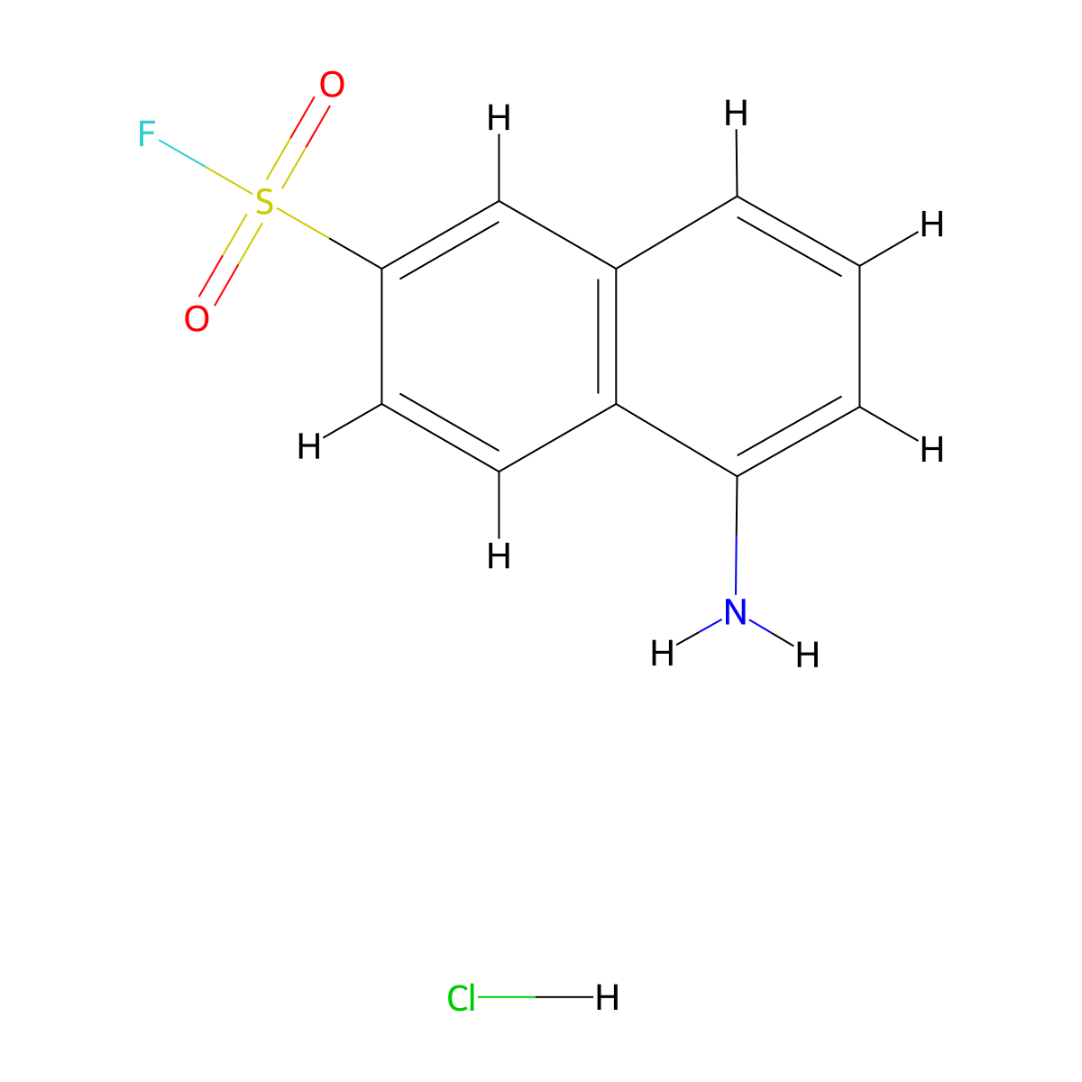 5-Aminonaphthalene-2-sulfonyl fluoride hydrochloride molecular structure, CAS 2155856-35-0