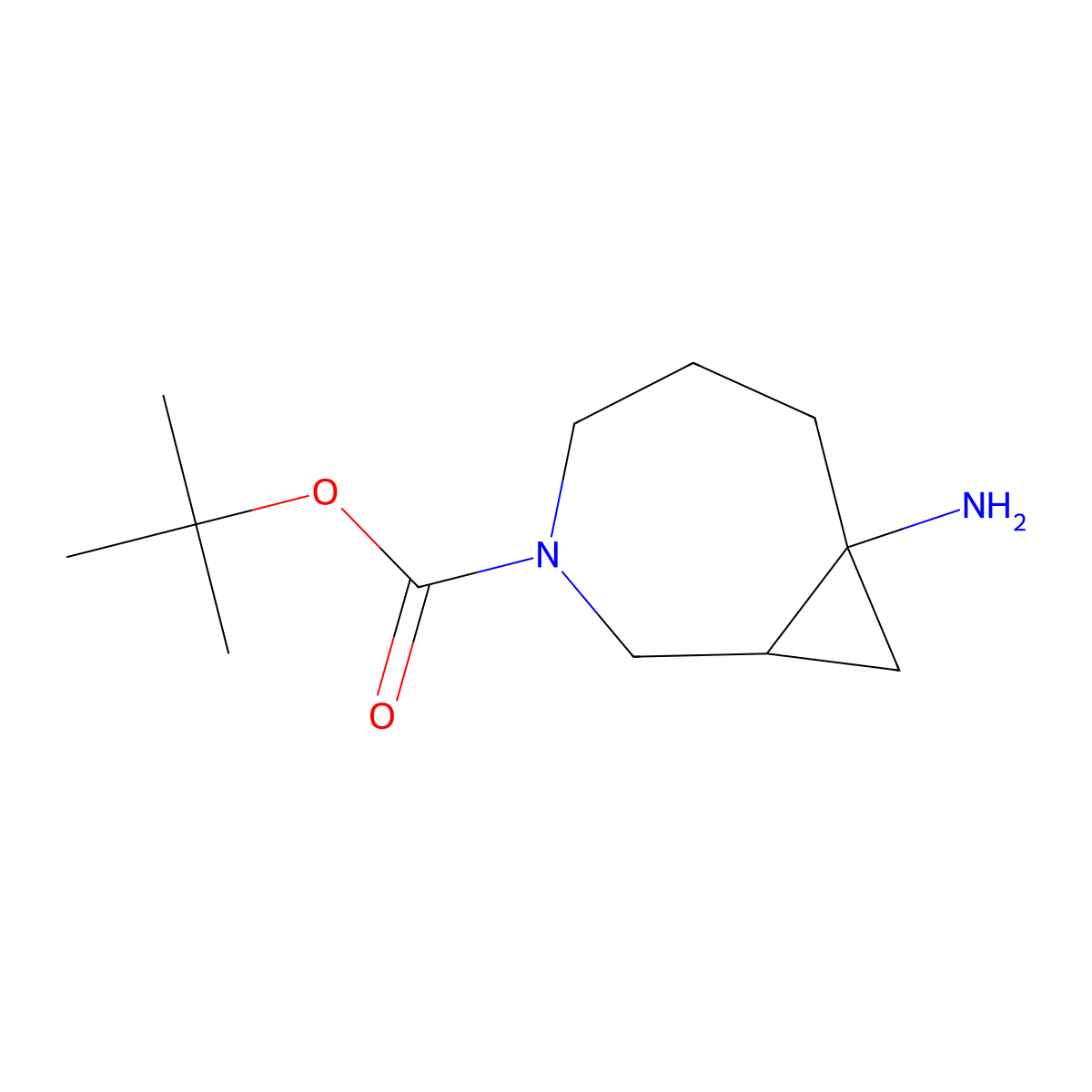 Tert-butyl 7-amino-3-azabicyclo[5.1.0]octane-3-carboxylate molecular structure, CAS 2155856-36-1