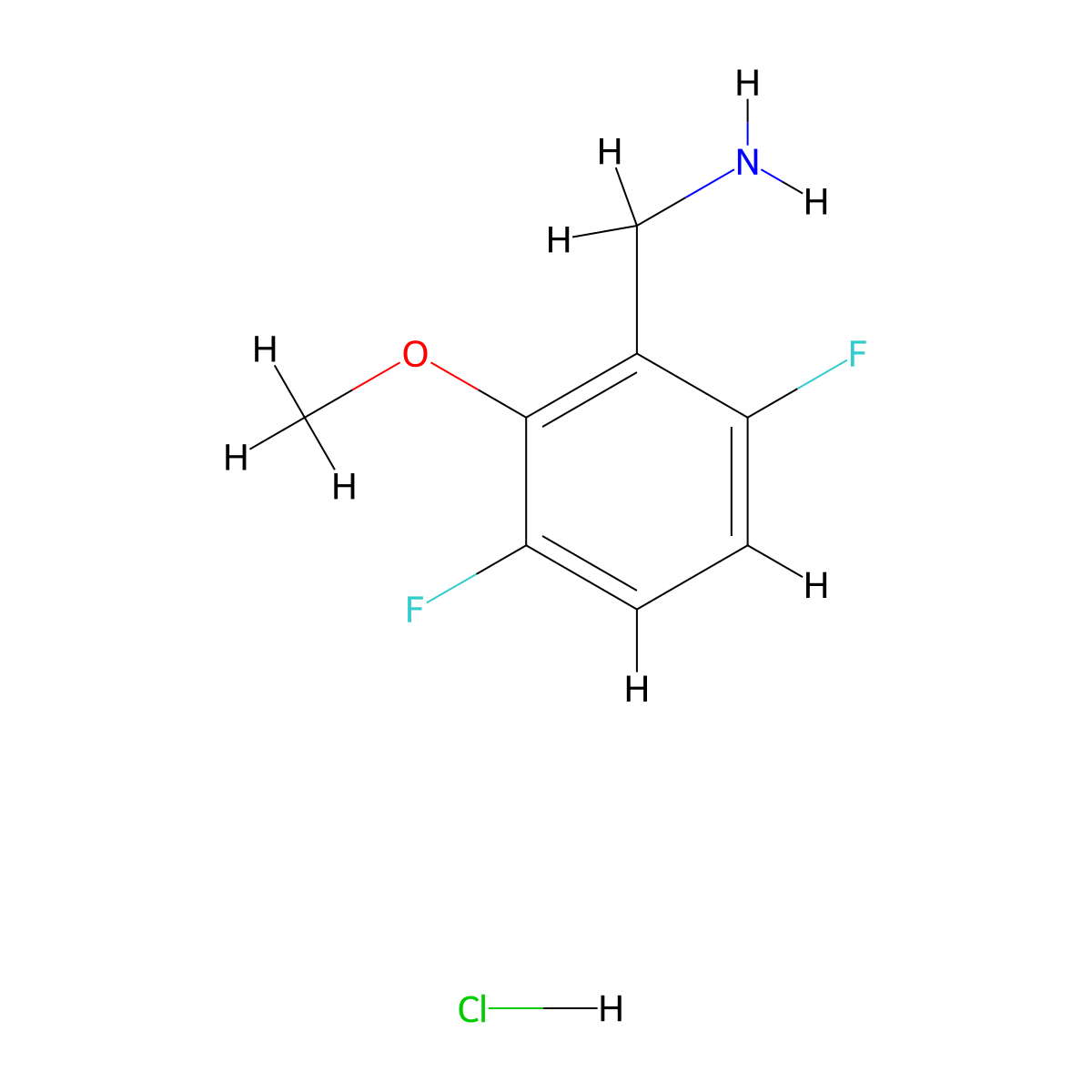 (3,6-Difluoro-2-methoxyphenyl)methanamine hydrochloride molecular structure, CAS 2155856-43-0