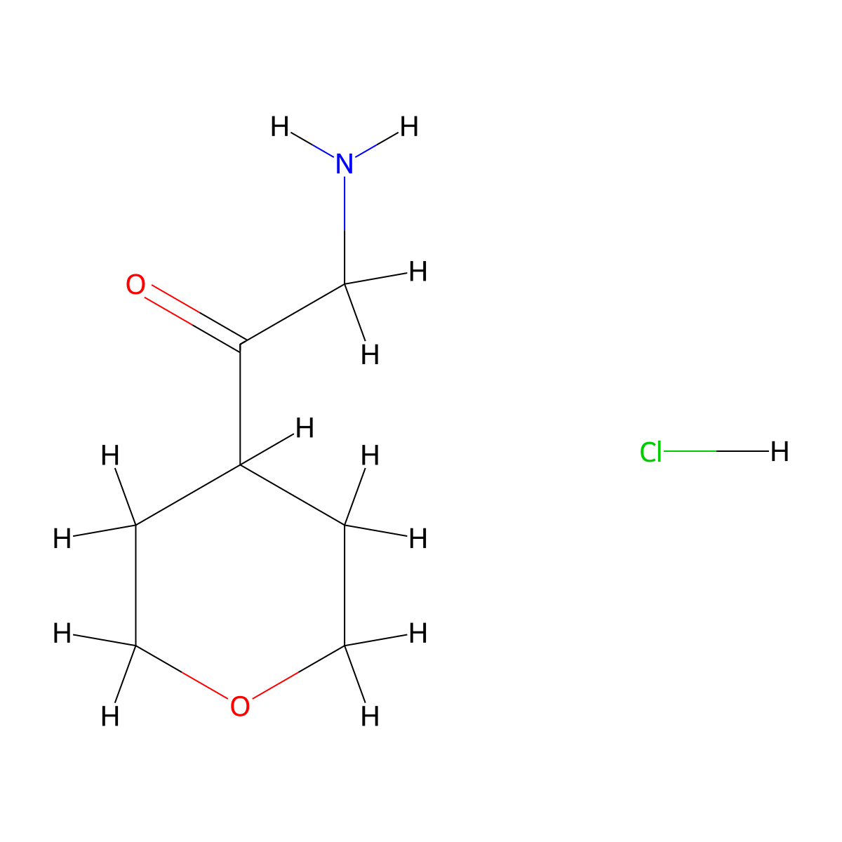 2-Amino-1-(oxan-4-yl)ethan-1-one hydrochloride molecular structure, CAS 2155856-45-2