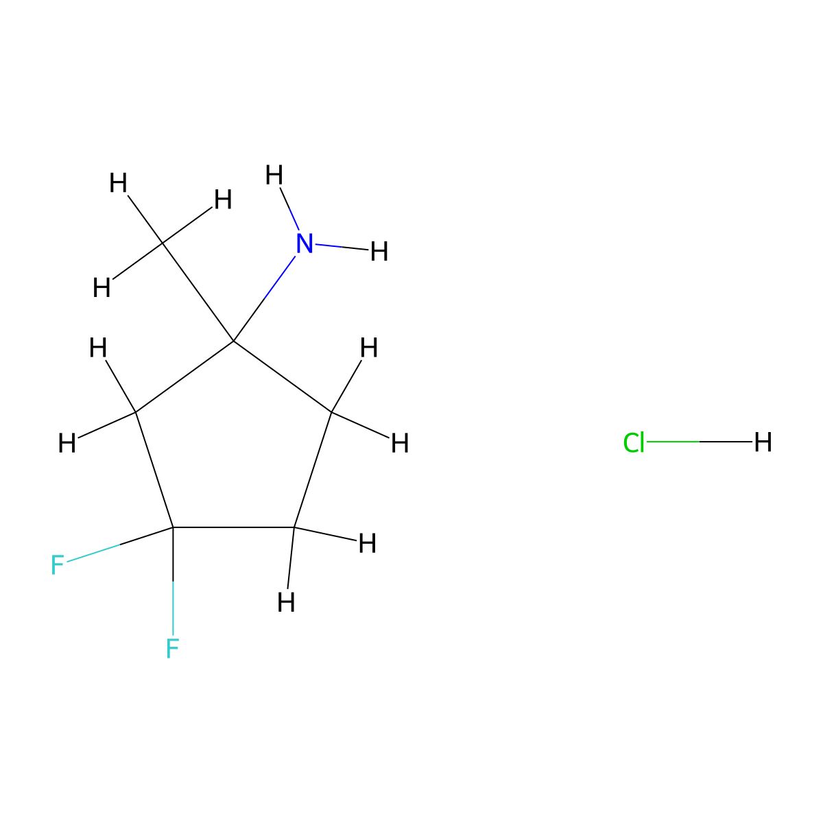 3,3-Difluoro-1-methylcyclopentanamine hydrochloride molecular structure, CAS 2155856-54-3