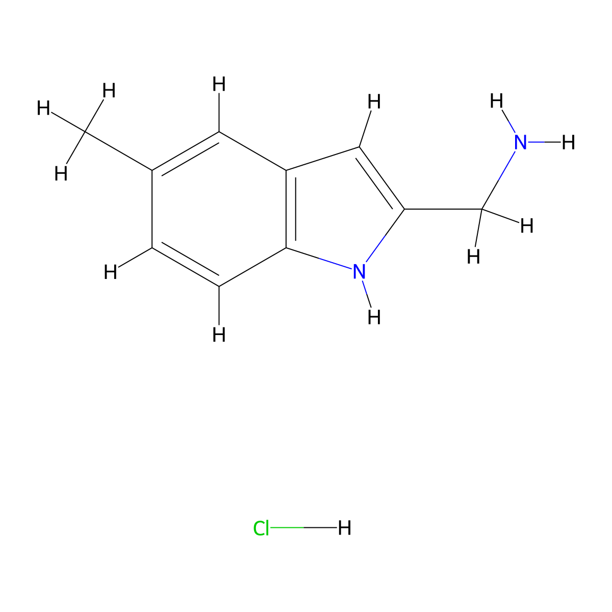 (5-methyl-1H-indol-2-yl)methanamine hydrochloride molecular structure, CAS 2155856-60-1