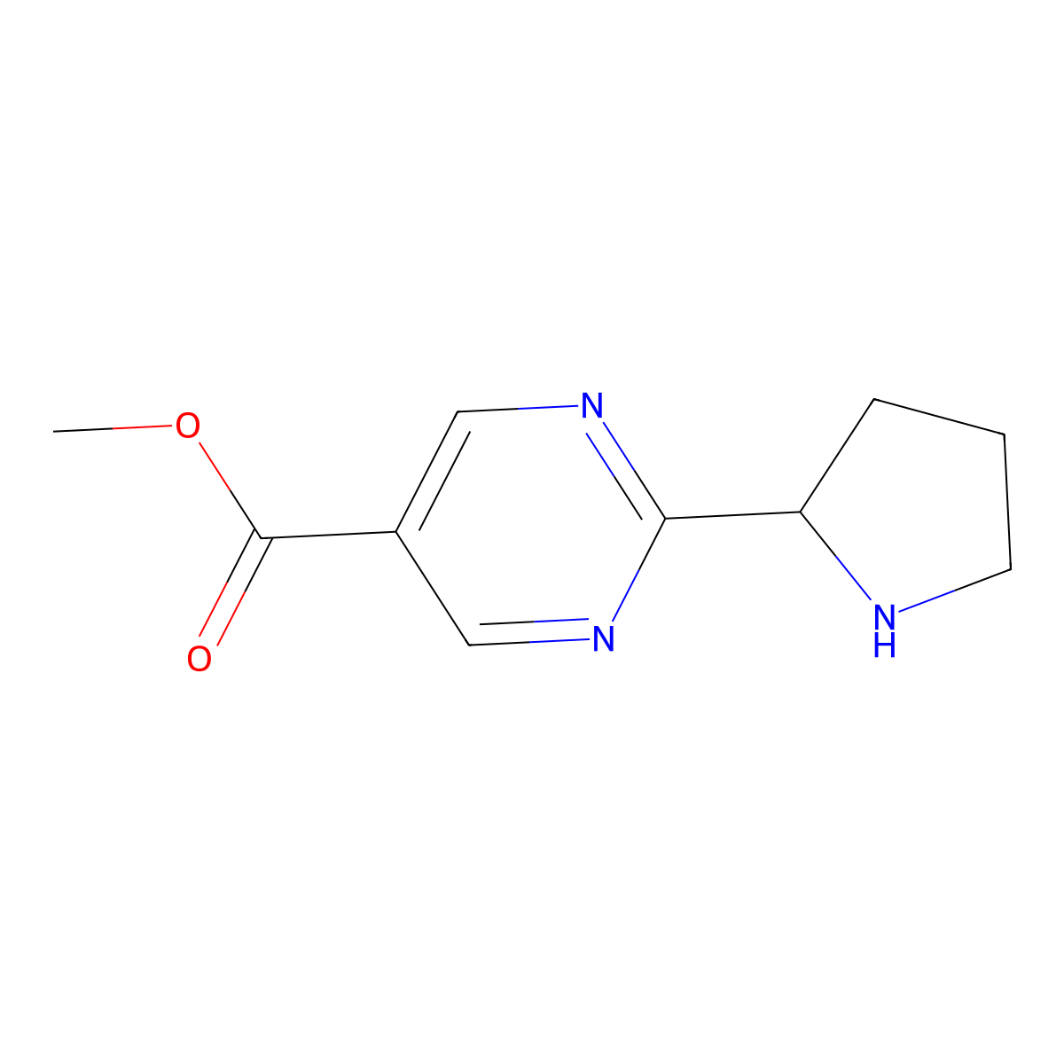 Methyl 2-(pyrrolidin-2-yl)pyrimidine-5-carboxylate molecular structure, CAS 2155856-61-2