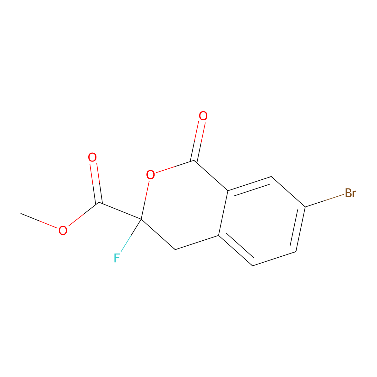 methyl 7-bromo-3-fluoro-1-oxo-3,4-dihydro-1H-2-benzopyran-3-carboxylate molecular structure, CAS 2155856-64-5