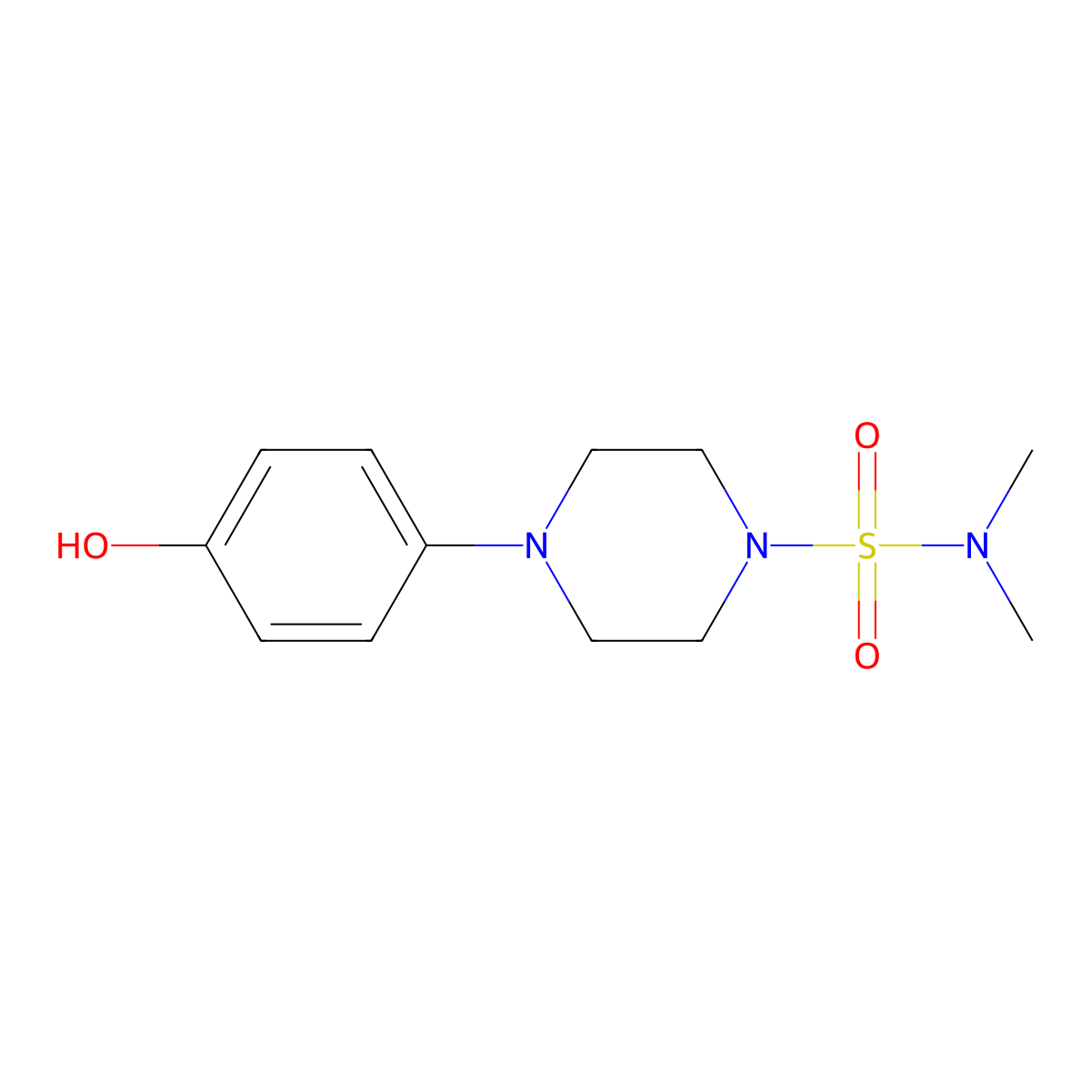 4-(4-Hydroxyphenyl)-N,N-dimethylpiperazine-1-sulfonamide molecular structure, CAS 2155859-03-1