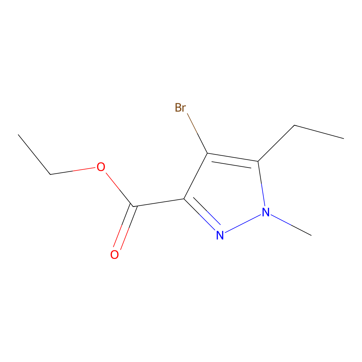 Ethyl 4-bromo-5-ethyl-1-methyl-1H-pyrazole-3-carboxylate molecular structure, CAS 2155865-04-4
