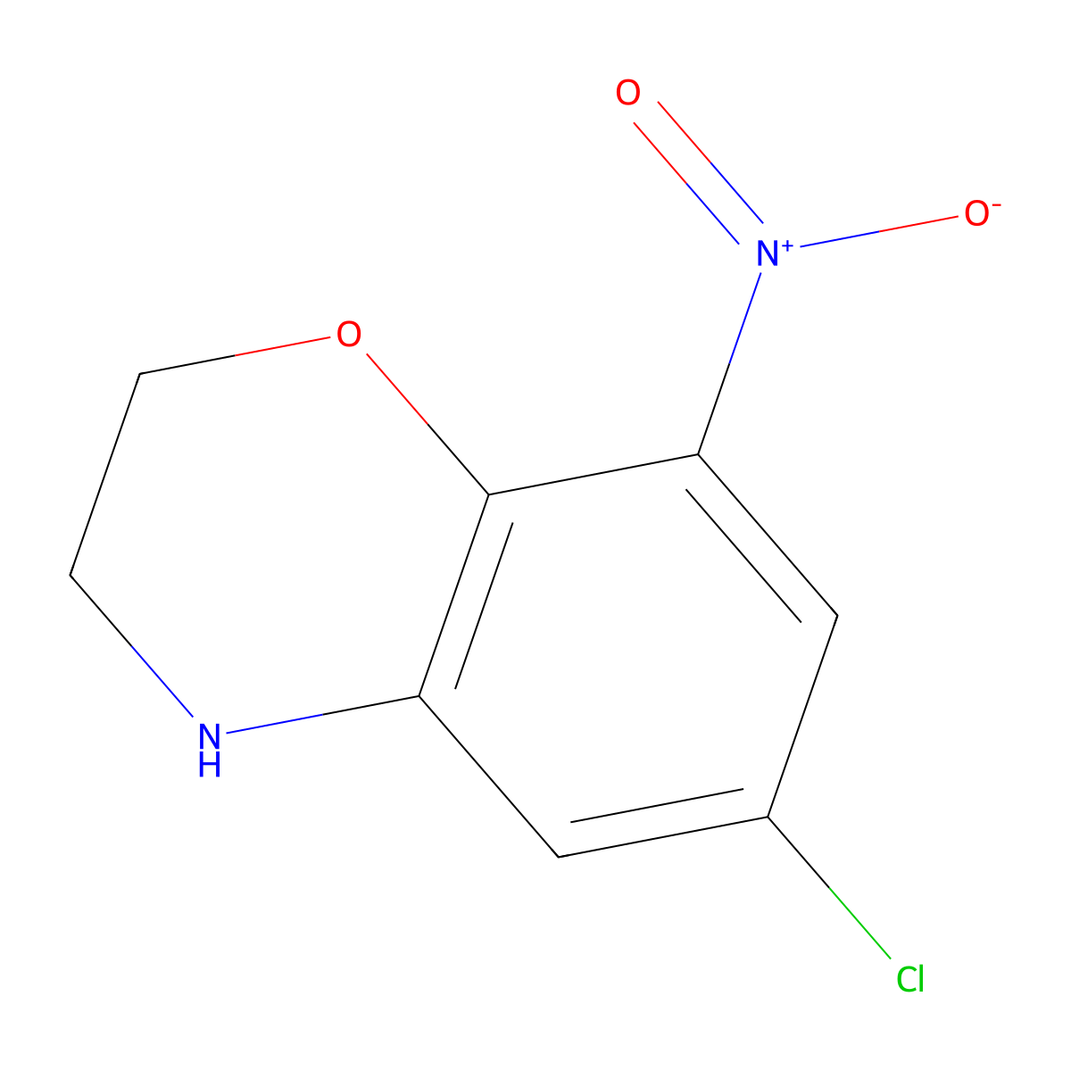 6-chloro-8-nitro-3,4-dihydro-2H-1,4-benzoxazine molecular structure, CAS 2155874-50-1