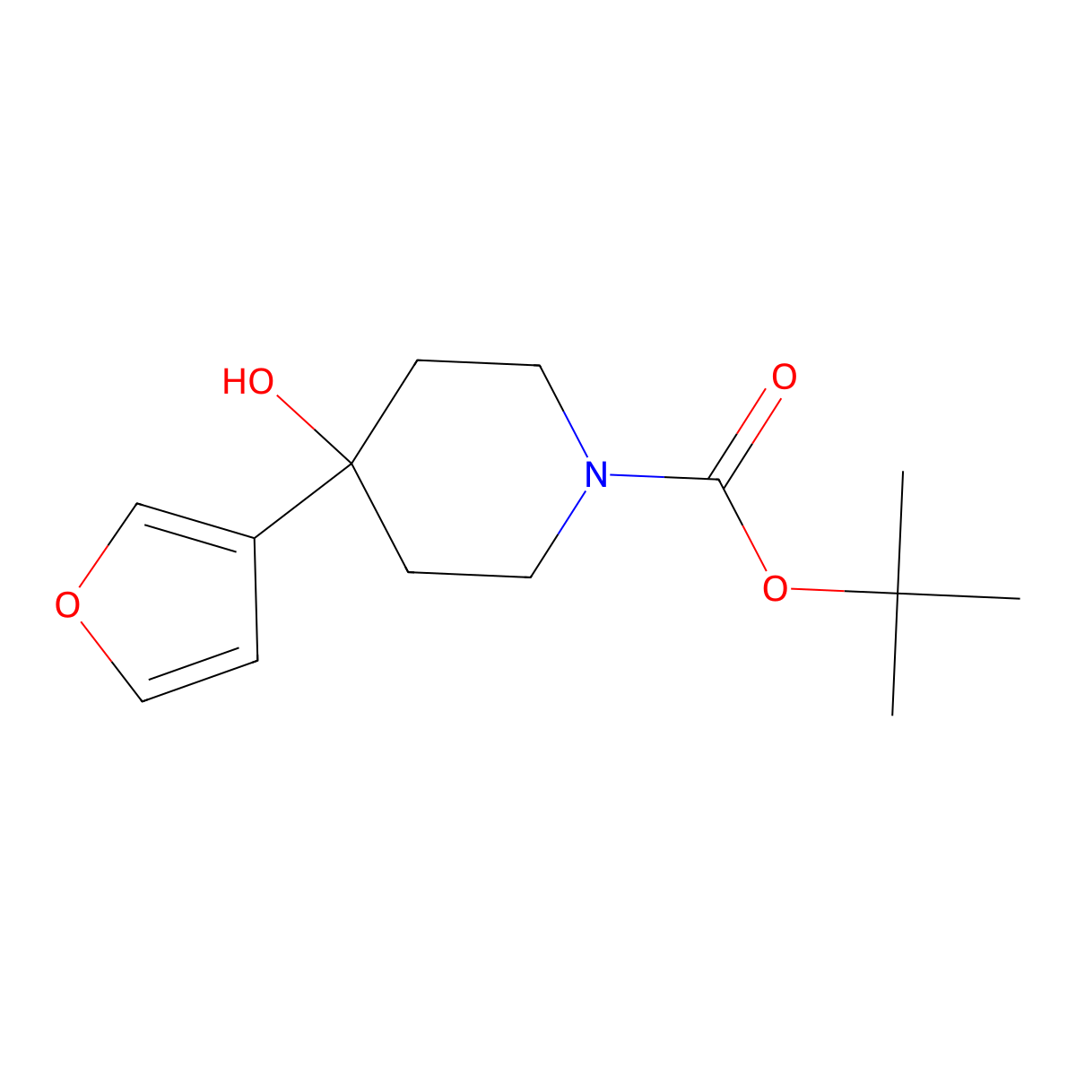 1-Boc-4-(3-furyl)-4-piperidinol molecular structure, CAS 2155875-73-1