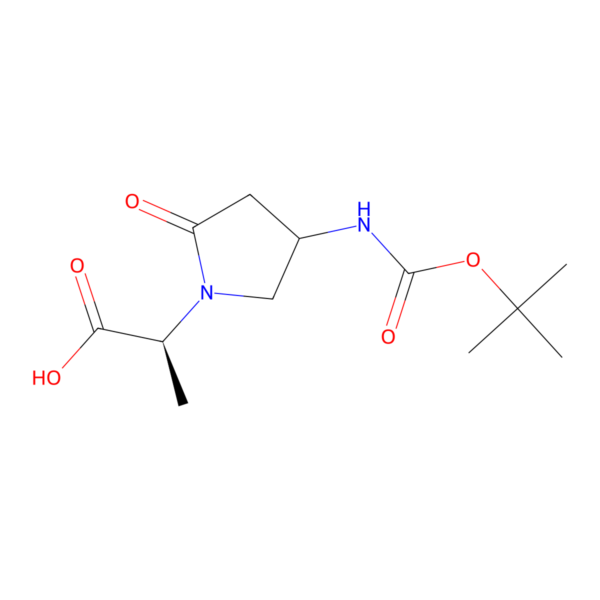 (2S)-2-[4-(Boc-amino)-2-oxo-1-pyrrolidinyl]propanoic acid molecular structure, CAS 2155902-41-1