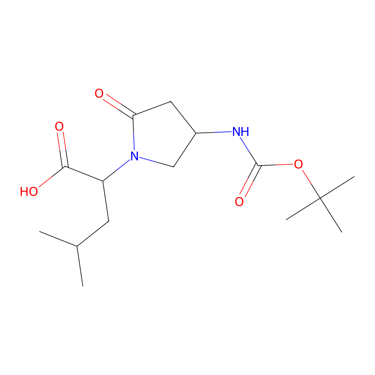 (2S)-2-[4-(Boc-amino)-2-oxo-1-pyrrolidinyl]-4-methylpentanoic Acid molecular structure, CAS 2155902-42-2