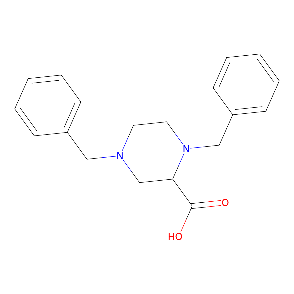 1,4-Dibenzylpiperazine-2-carboxylic acid molecular structure, CAS 215597-67-4