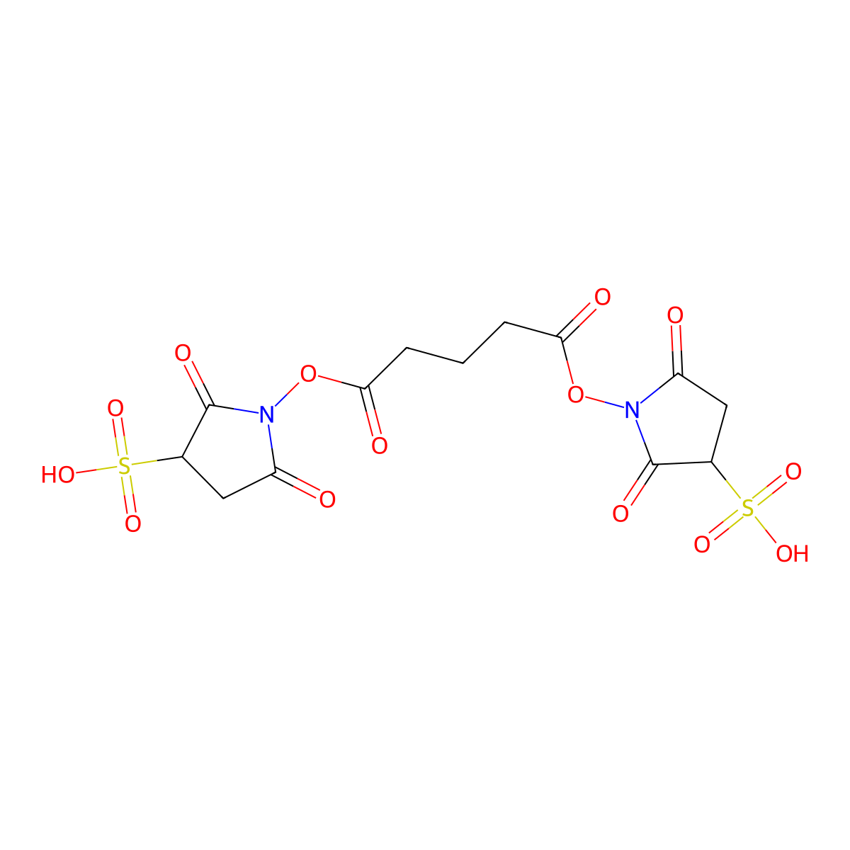 1,5-Bis(2,5-dioxo-3-sulfo-1-pyrrolidinyl) pentanedioate molecular structure, CAS 215597-83-4