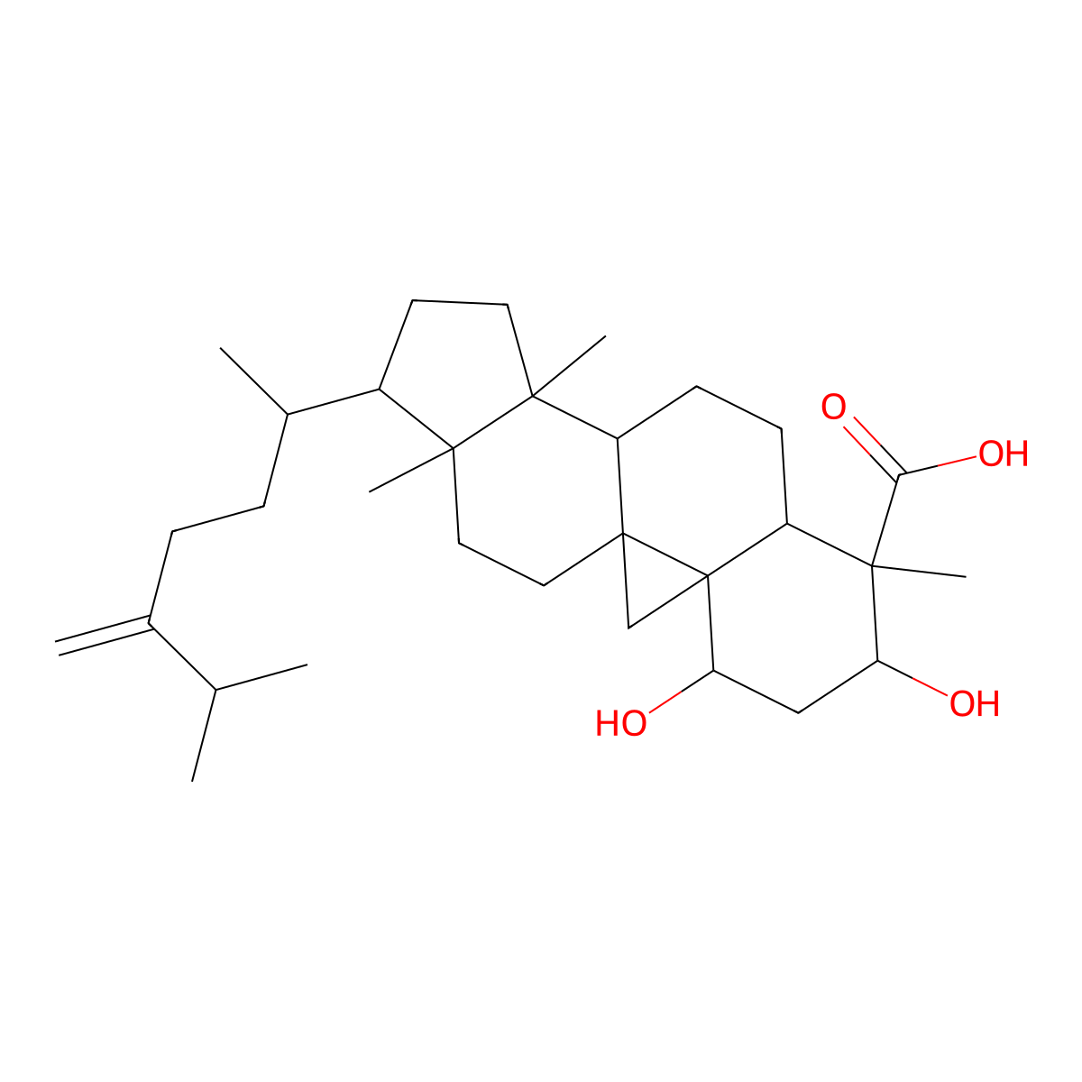 4,6-Dihydroxy-7,12,16-trimethyl-15-(6-methyl-5-methylideneheptan-2-yl)pentacyclo[9.7.0.01,3.03,8.012,16]octadecane-7-carboxylic acid molecular structure, CAS 215609-93-1