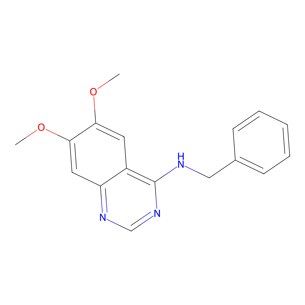 N-benzyl-6,7-dimethoxyquinazolin-4-amine molecular structure, CAS 21561-11-5