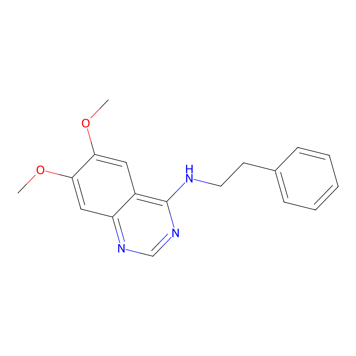 6,7-dimethoxy-N-(2-phenylethyl)quinazolin-4-amine molecular structure, CAS 21561-13-7