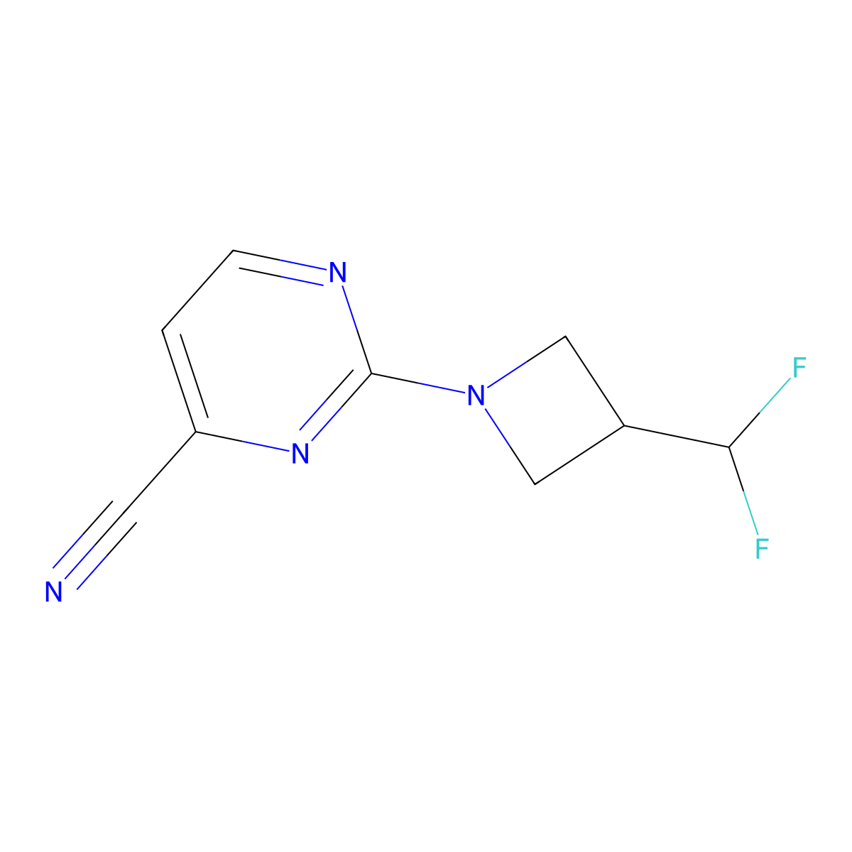 2-[3-(Difluoromethyl)azetidin-1-yl]pyrimidine-4-carbonitrile molecular structure, CAS 2156140-14-4