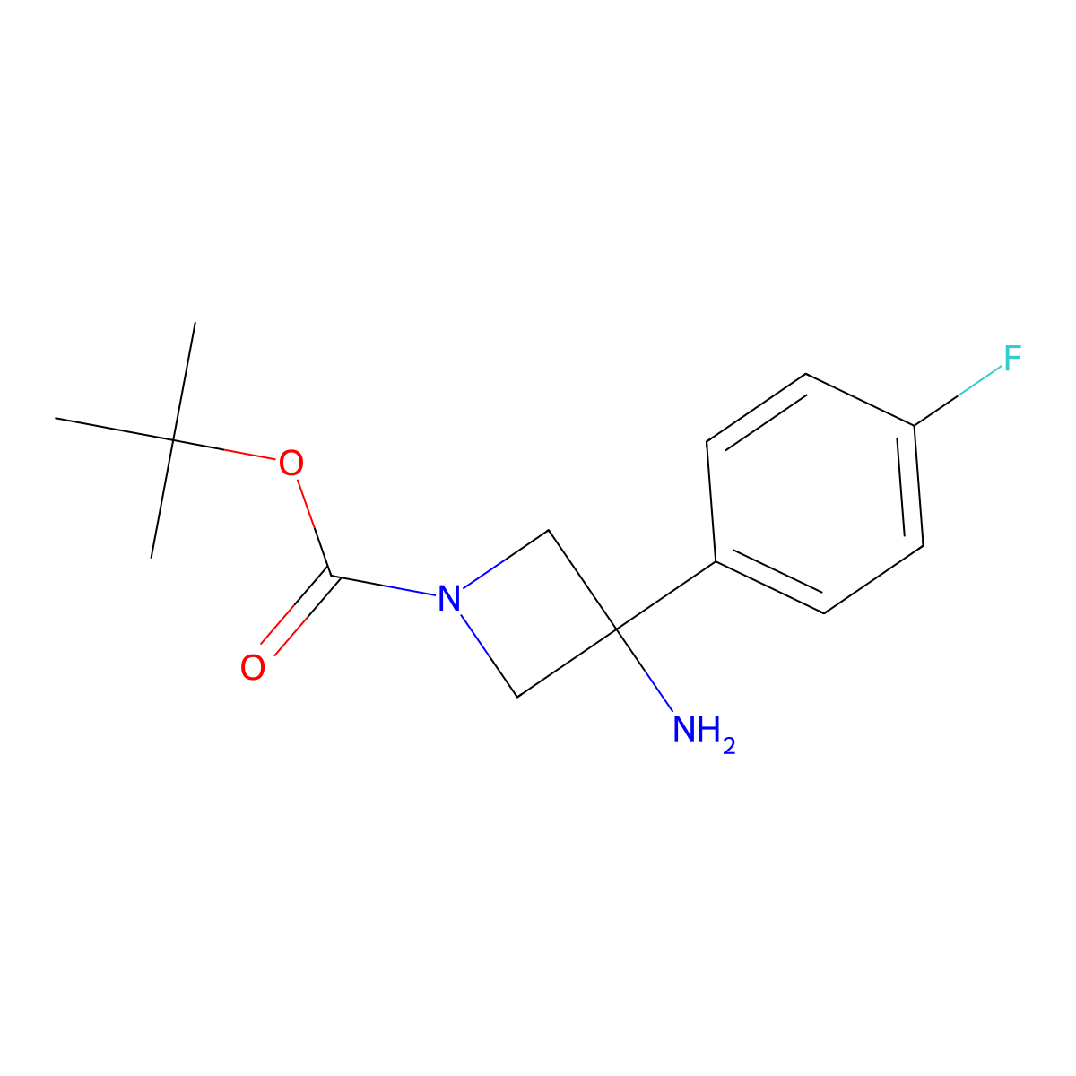 tert-Butyl 3-amino-3-(4-fluorophenyl)azetidine-1-carboxylate molecular structure, CAS 2156173-79-2