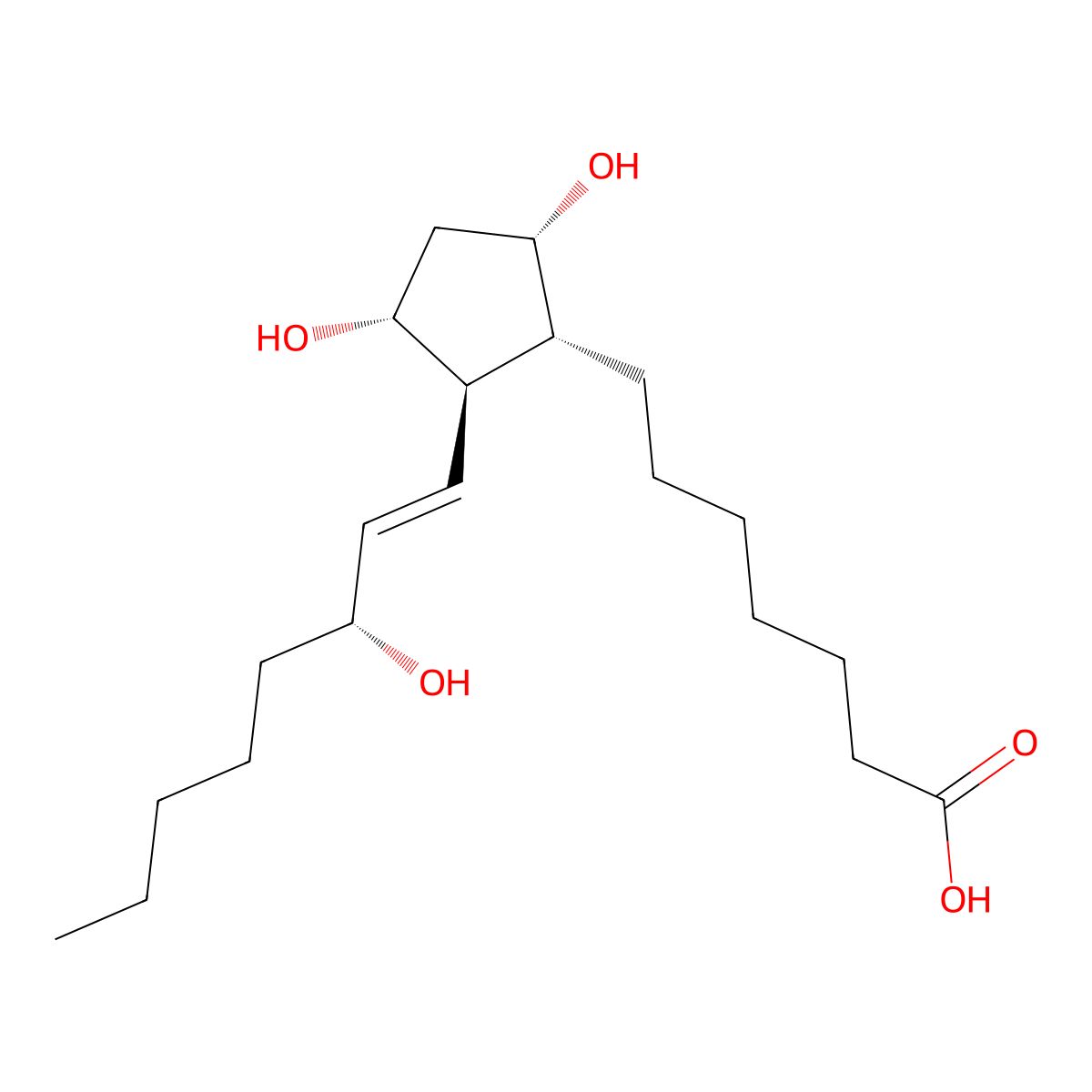 9alpha,11alpha,15R-trihydroxy-prost-13E-en-1-oic acid molecular structure, CAS 21562-54-9