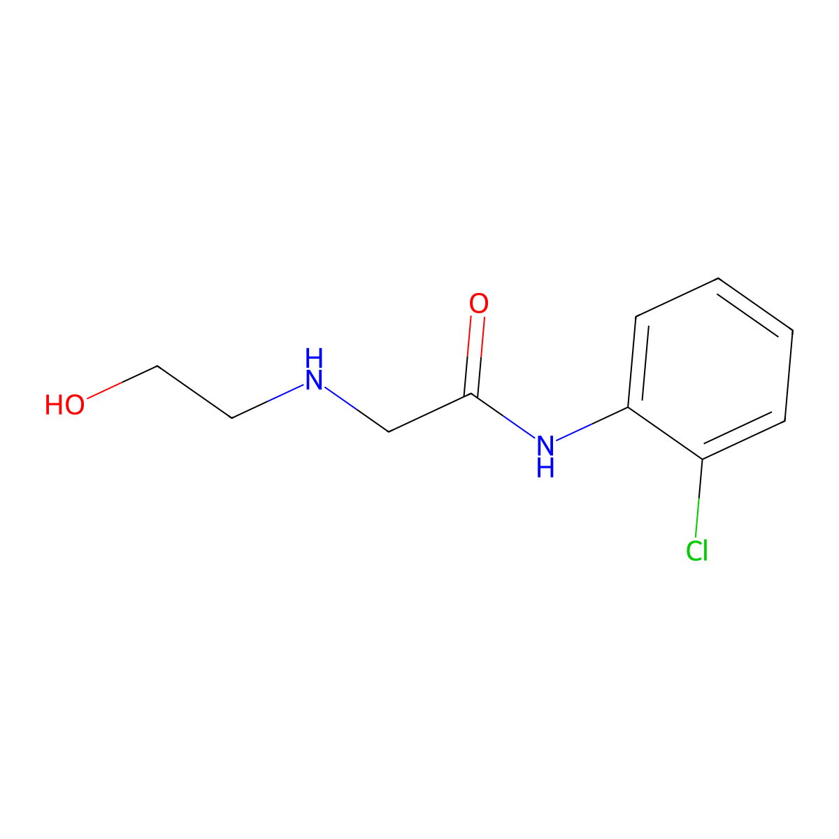 2-(2-Hydroxyethylamino)-N-(2-chlorophenyl)acetamide molecular structure, CAS 215649-71-1