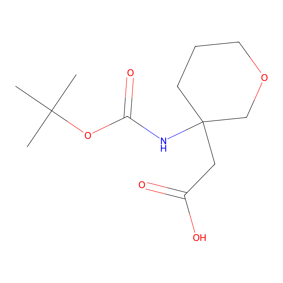 2-(3-{[(Tert-butoxy)carbonyl]amino}oxan-3-yl)acetic acid molecular structure, CAS 2156499-17-9