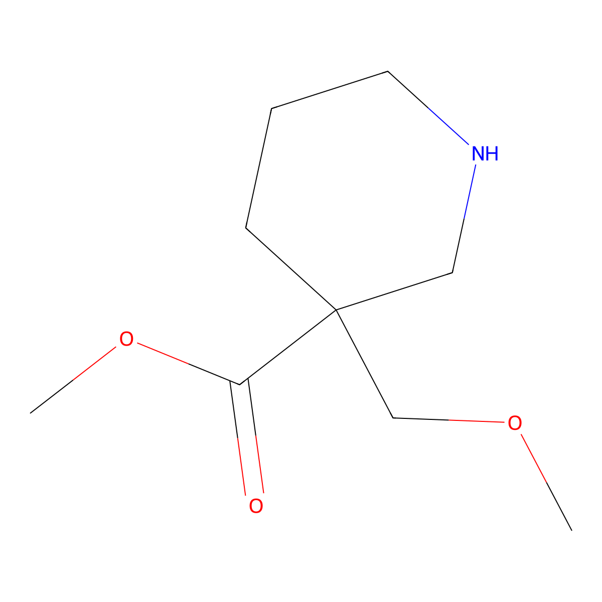 Methyl 3-(methoxymethyl)piperidine-3-carboxylate molecular structure, CAS 2156510-12-0
