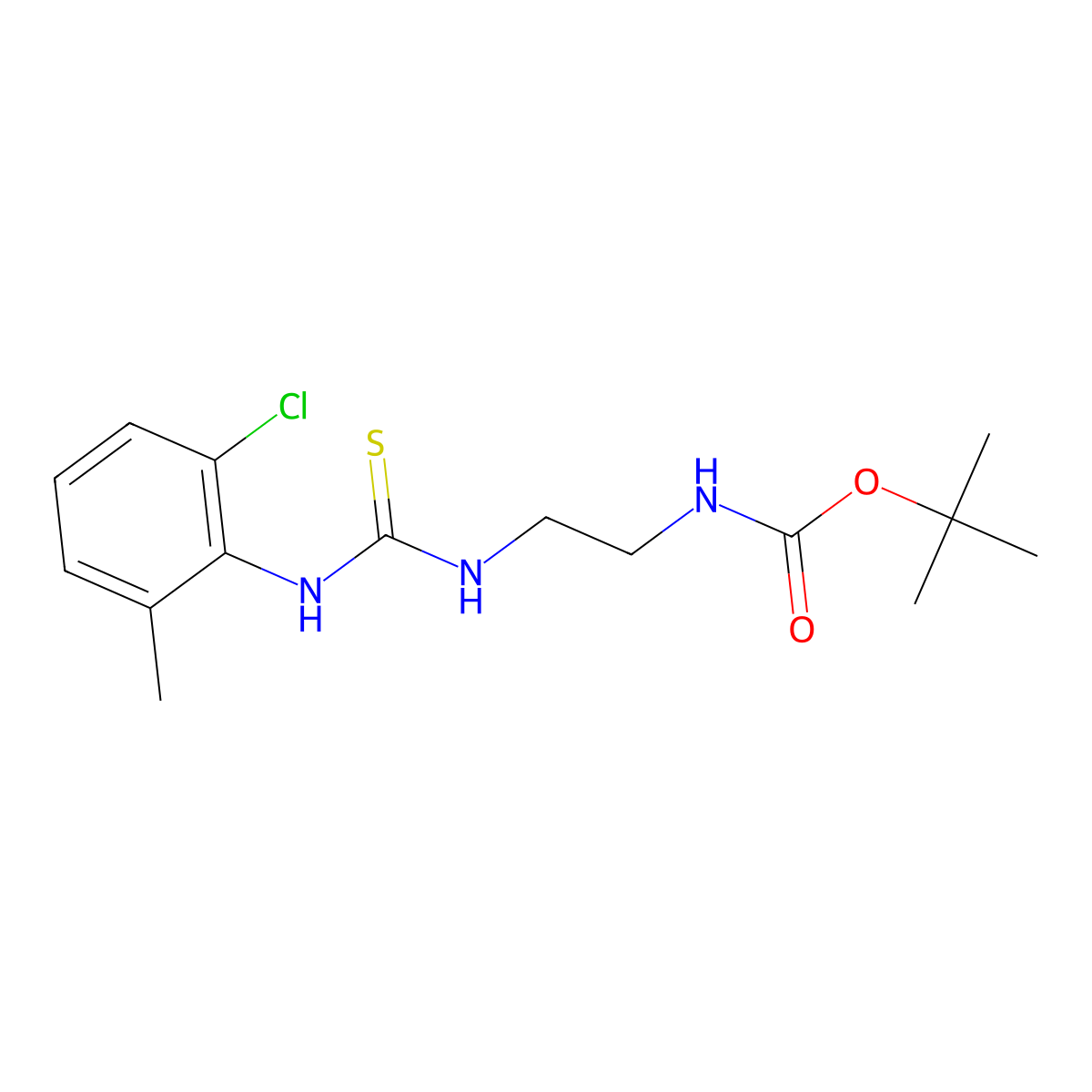 Carbamic acid, [2-[[[(2-chloro-6-methylphenyl)amino]thioxomethyl]amino]ethyl]-, 1,1-dimethylethyl ester molecular structure, CAS 215654-53-8
