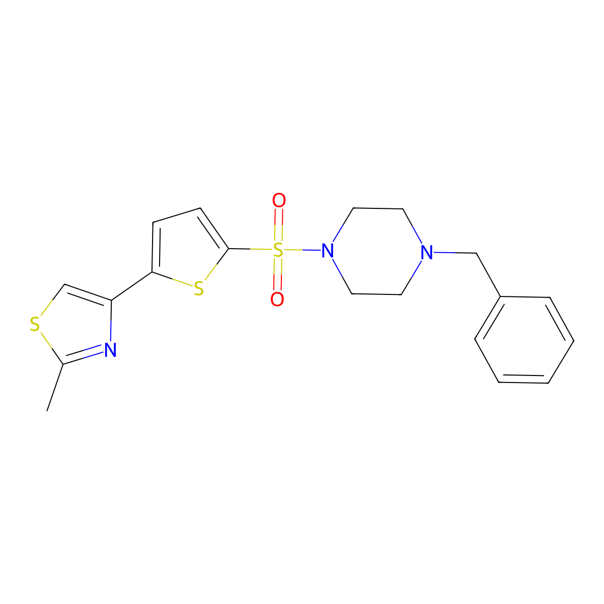4-{5-[(4-Benzylpiperazino)sulfonyl]-2-thienyl}-2-methyl-1,3-thiazole molecular structure, CAS 215654-56-1