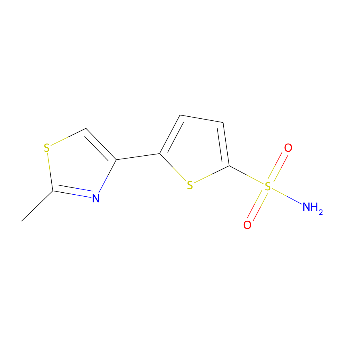 5-(2-Methyl-1,3-thiazol-4-yl)thiophene-2-sulfonamide molecular structure, CAS 215654-79-8