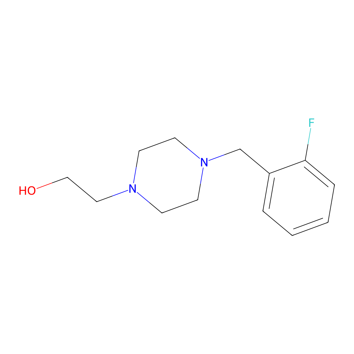4-((2-Fluorophenyl)methyl)-1-piperazineethanol molecular structure, CAS 215654-93-6