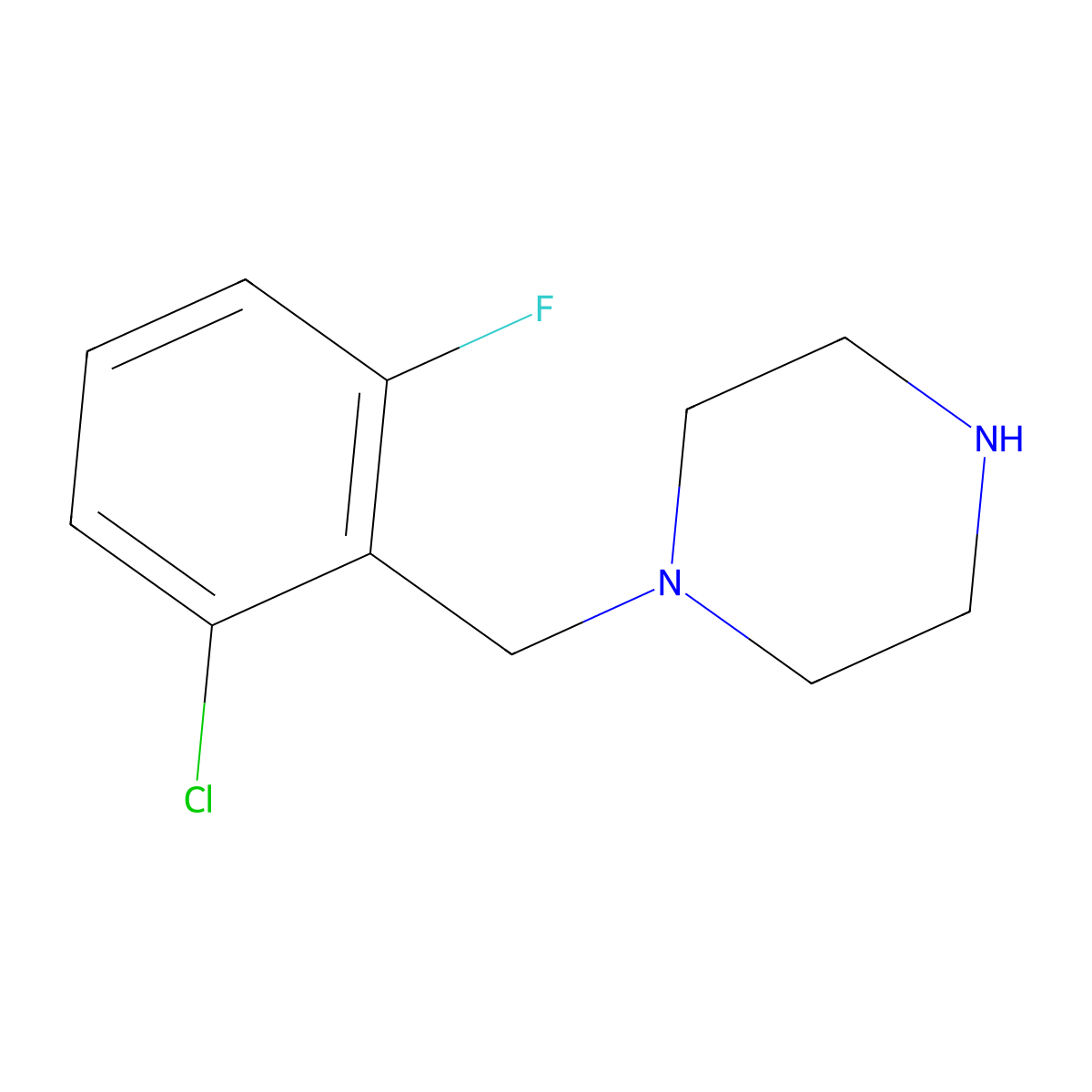 1-((2-Chloro-6-fluorophenyl)methyl)piperazine molecular structure, CAS 215655-20-2