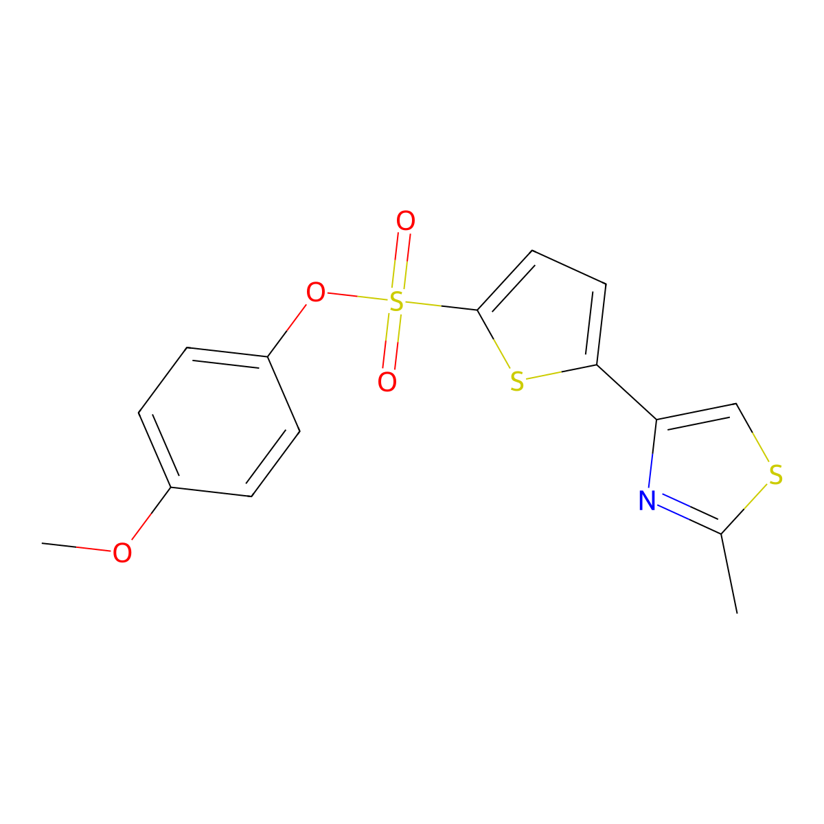 4-Methoxyphenyl 5-(2-methylthiazol-4-yl)thiophene-2-sulfonate molecular structure, CAS 215655-43-9