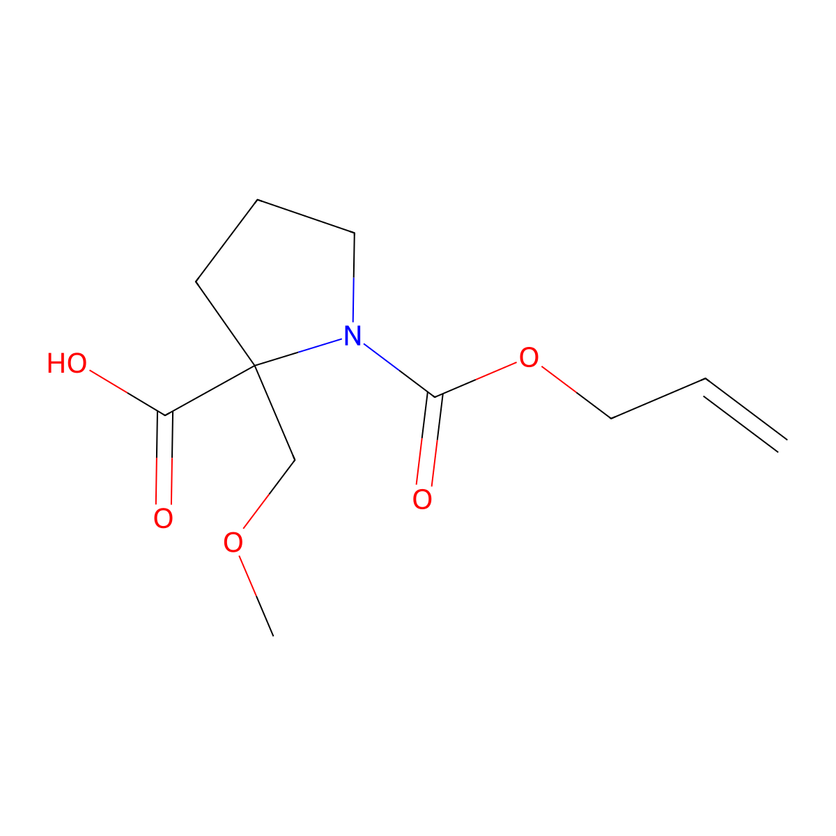 2-(Methoxymethyl)-1-[(prop-2-en-1-yloxy)carbonyl]pyrrolidine-2-carboxylic acid molecular structure, CAS 2156553-98-7