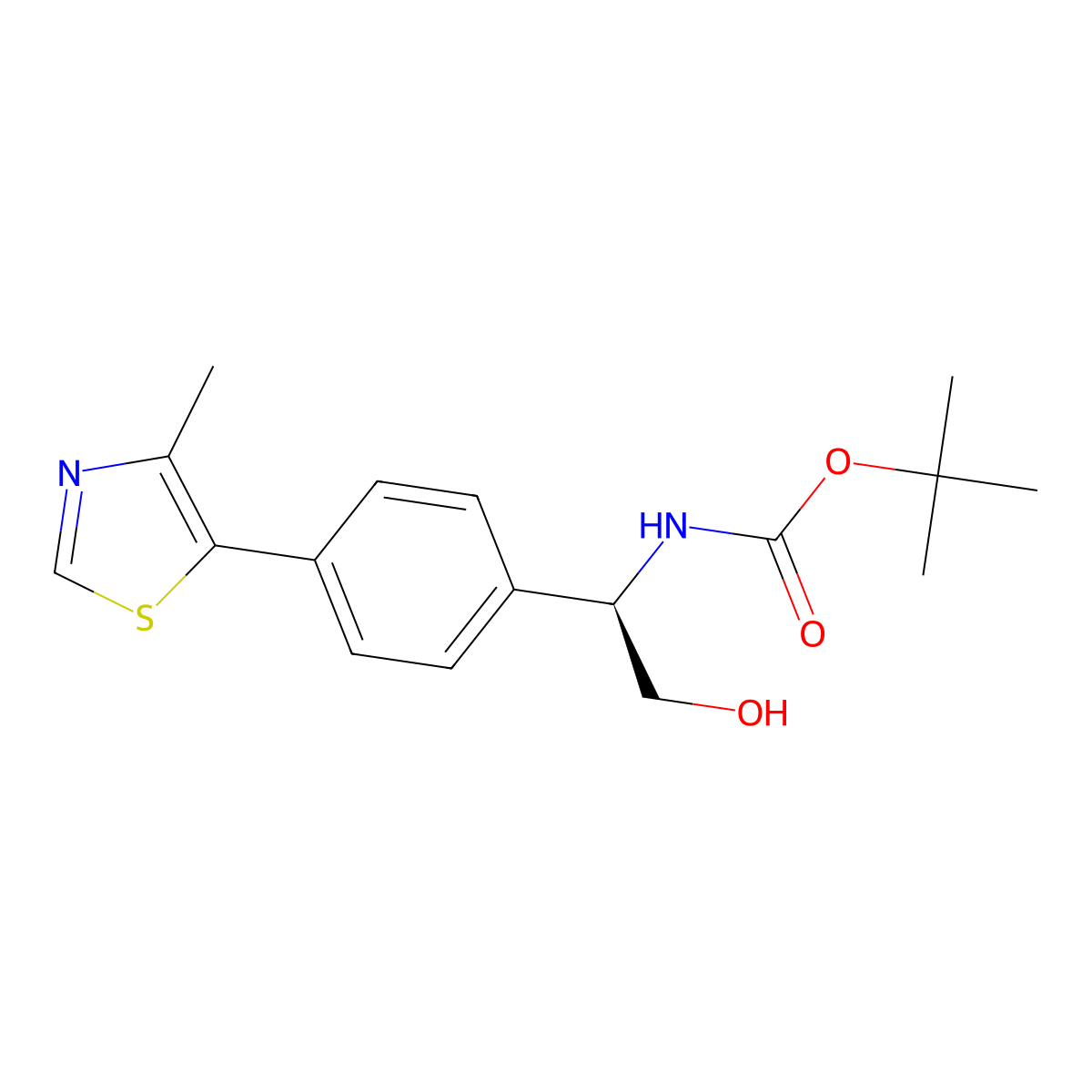 Tert-butyl (R)-(2-hydroxy-1-(4-(4-methylthiazol-5-YL)phenyl)ethyl)carbamate molecular structure, CAS 2156591-03-4