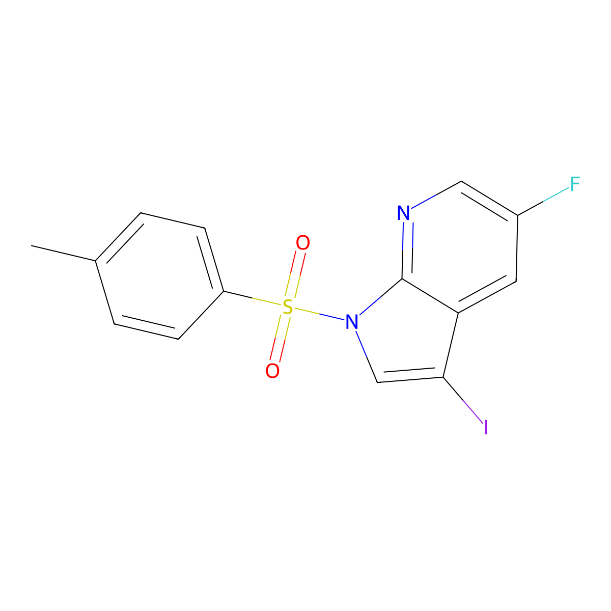 5-fluoro-3-iodo-1-(4-methylbenzenesulfonyl)-1H-pyrrolo[2,3-b]pyridine molecular structure, CAS 2156614-73-0