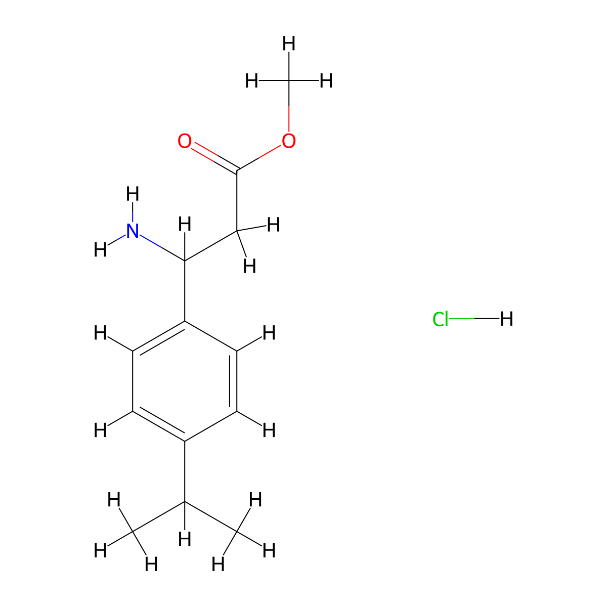Methyl 3-amino-3-(4-(propan-2-yl)phenyl)propanoate hydrochloride molecular structure, CAS 2156615-71-1