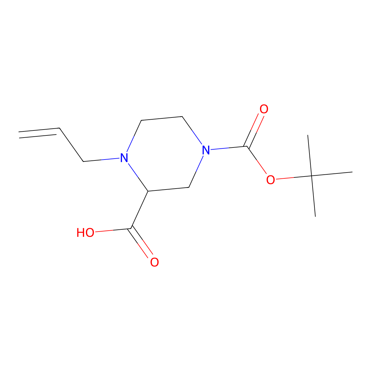 4-[(Tert-butoxy)carbonyl]-1-(prop-2-en-1-yl)piperazine-2-carboxylic acid molecular structure, CAS 2156641-33-5