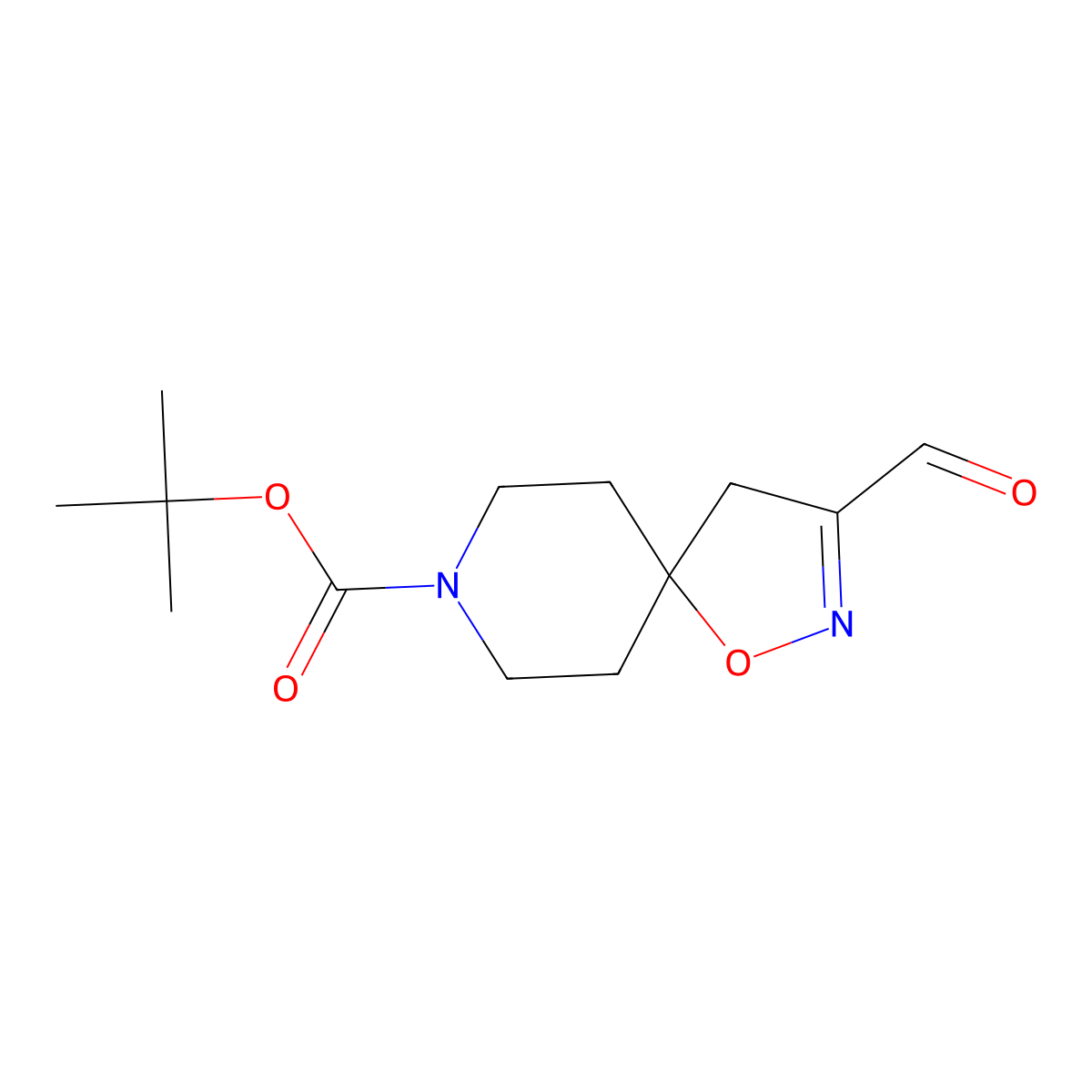 Tert-butyl3-formyl-1-oxa-2,8-diazaspiro[4.5]dec-2-ene-8-carboxylate molecular structure, CAS 2156656-88-9