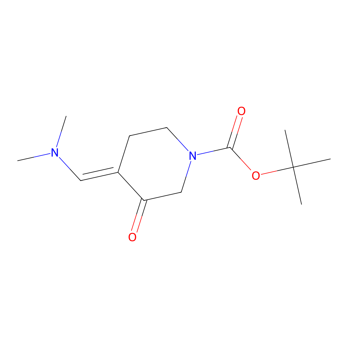 tert-Butyl 4-((dimethylamino)methylene)-3-oxopiperidine-1-carboxylate molecular structure, CAS 2156657-28-0