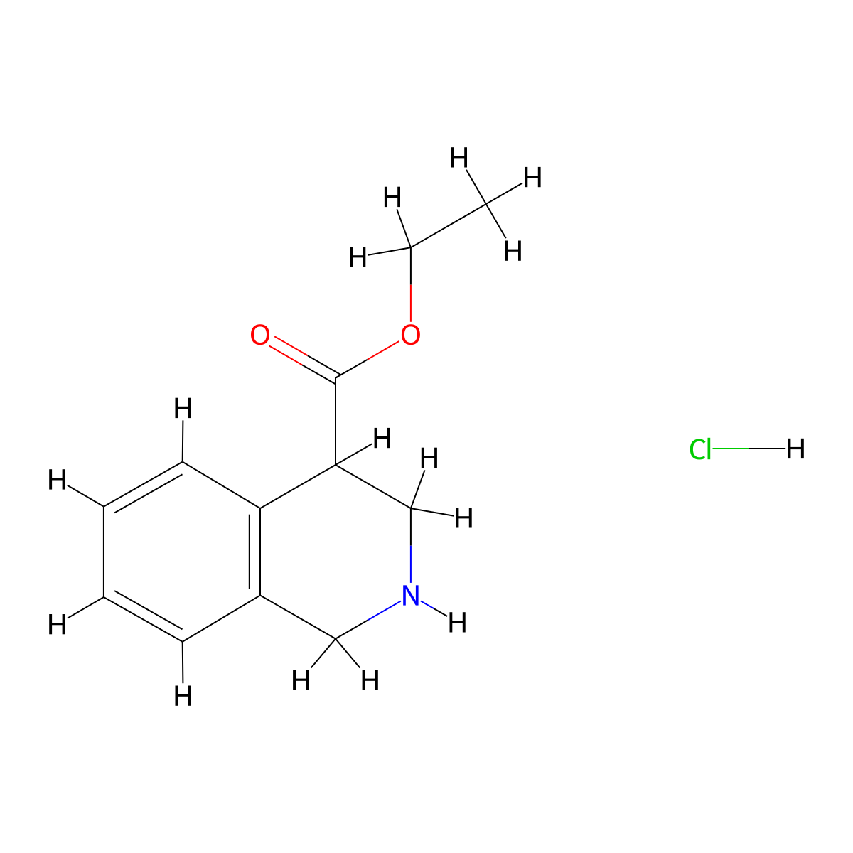Ethyl 1,2,3,4-tetrahydroisoquinoline-4-carboxylate hydrochloride molecular structure, CAS 2156703-26-1