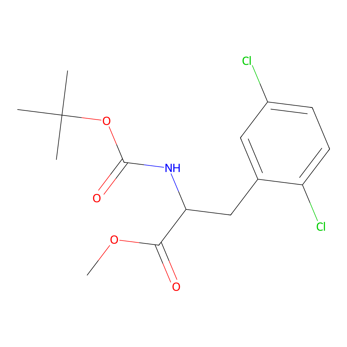Methyl 2-((tert-butoxycarbonyl)amino)-3-(2,5-dichlorophenyl)propanoate molecular structure, CAS 2156705-56-3