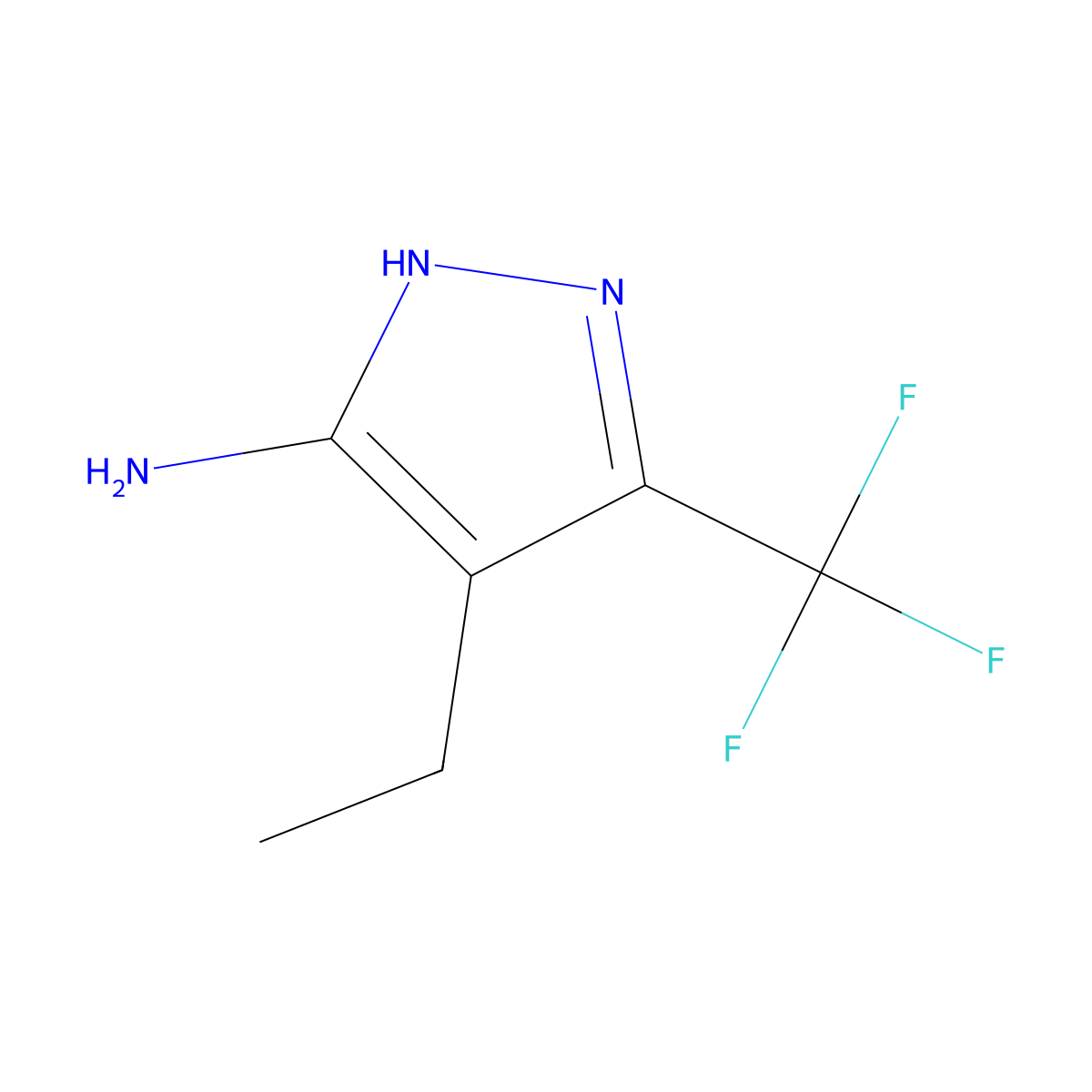 4-ethyl-3-(trifluoromethyl)-1H-pyrazol-5-amine molecular structure, CAS 2156726-16-6