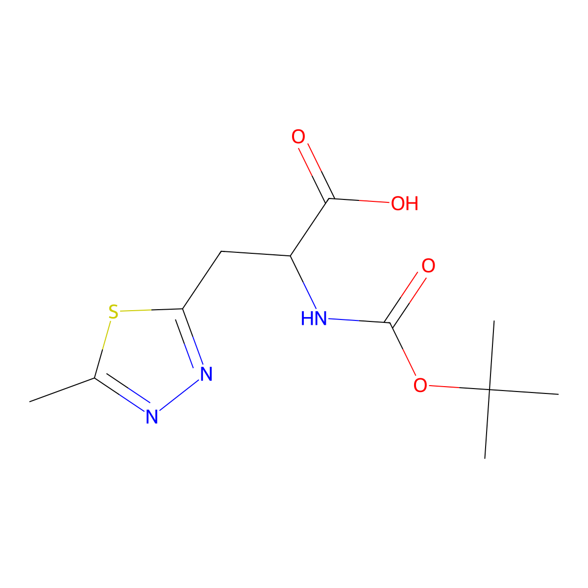 2-{[(Tert-butoxy)carbonyl]amino}-3-(5-methyl-1,3,4-thiadiazol-2-yl)propanoic acid molecular structure, CAS 2156733-63-8